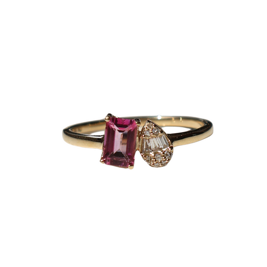 Anillo Zafiro Rosa Toi et Moi Diamantes