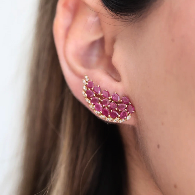 Emerald Halo Diamond Earrings