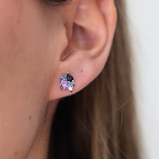 Aretes Cluster Zafiro, Topacio, Diamantes