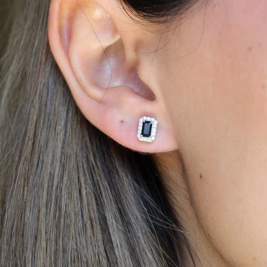 Emerald Halo Diamond Earrings