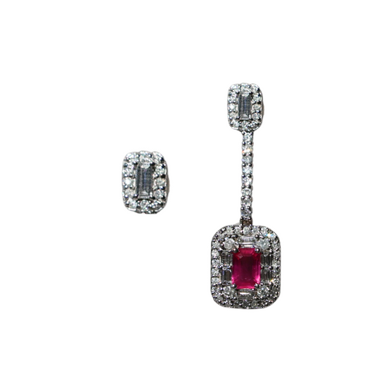 Emerald Halo Diamond Earrings
