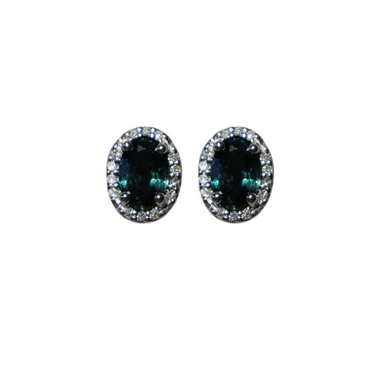 Emerald Halo Diamond Earrings