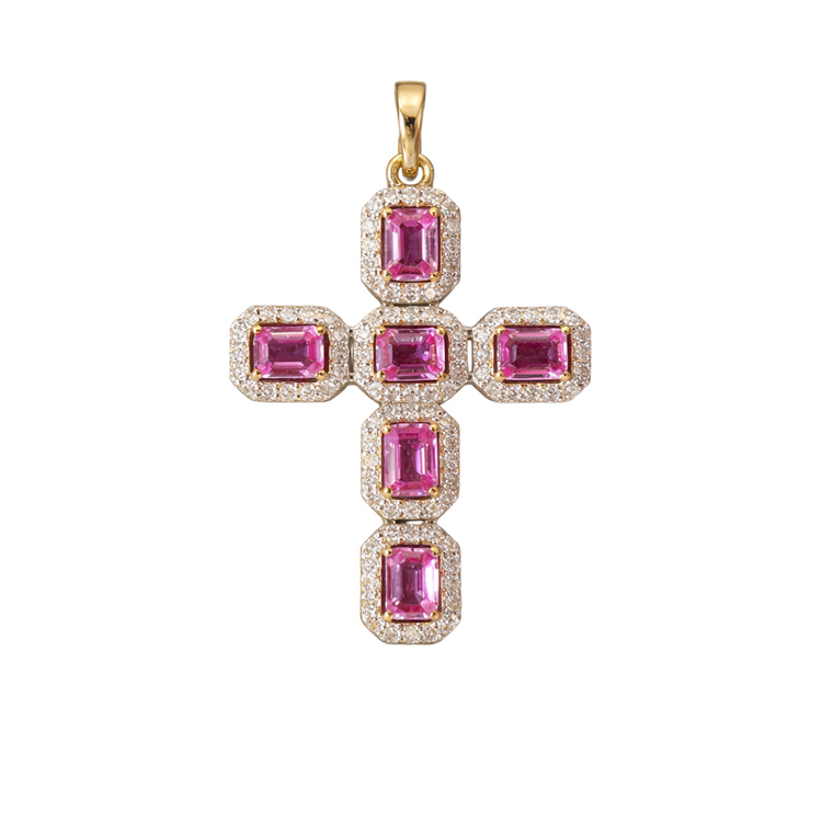 Dije Cruz Zafiros Rosas Diamantes