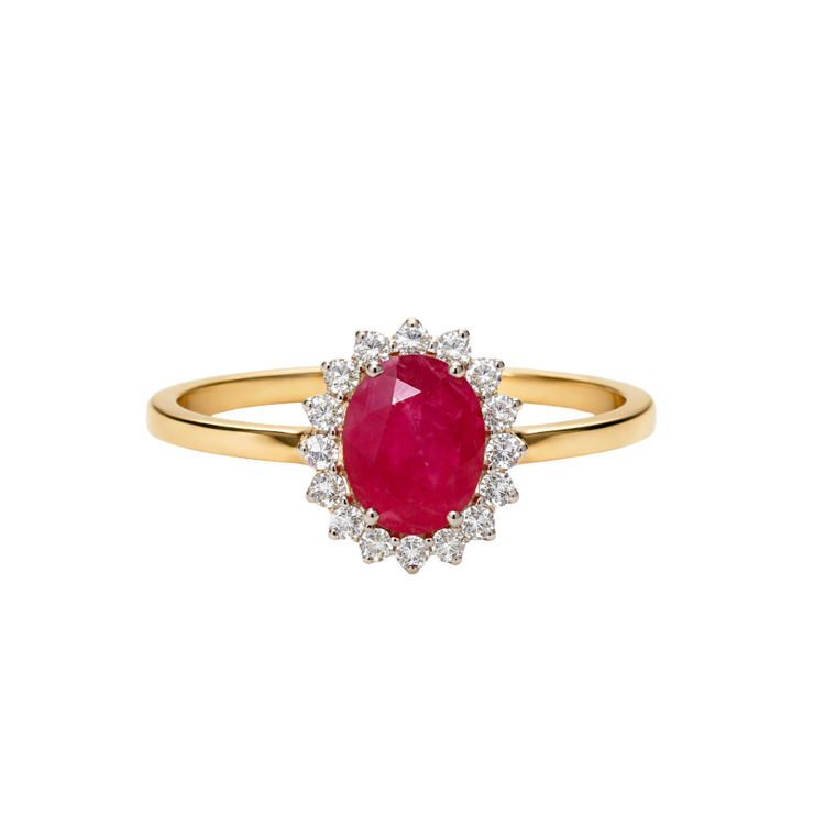Anillo Rubi Halo Diamantes