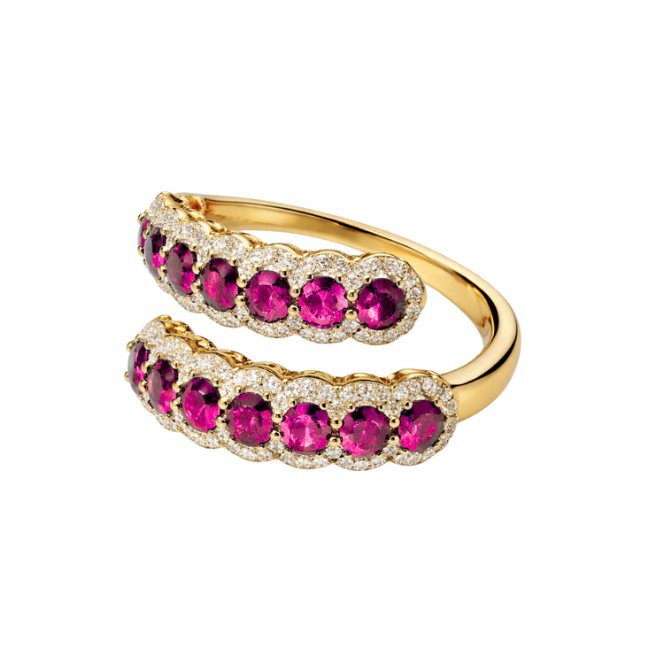 Anillo Rubi Halo Diamantes