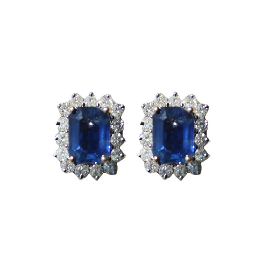 Emerald Halo Diamond Earrings