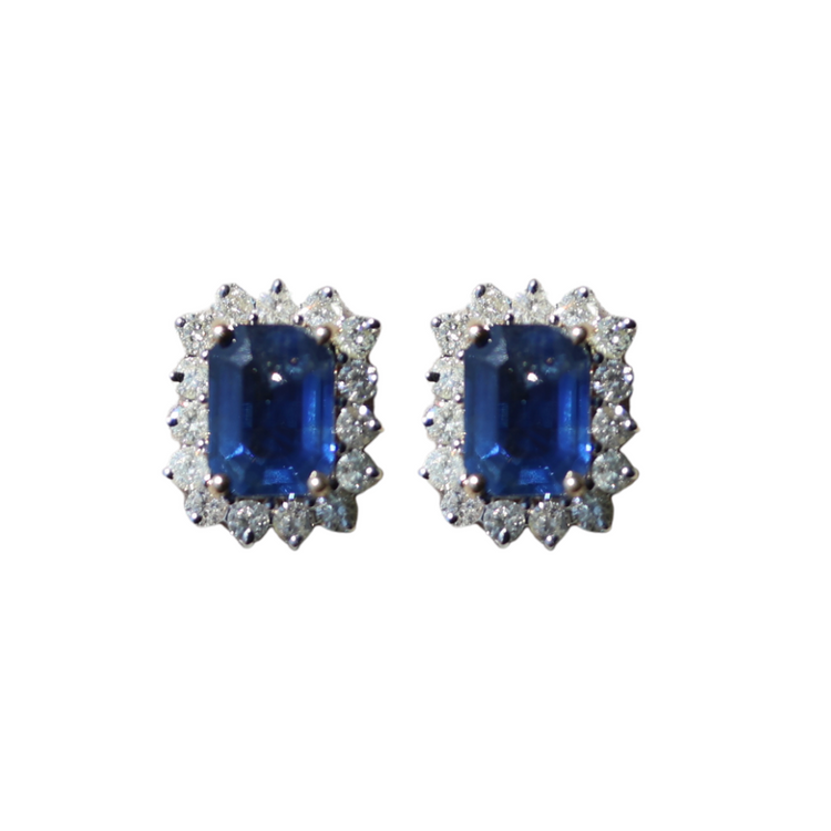 Emerald Halo Diamond Earrings