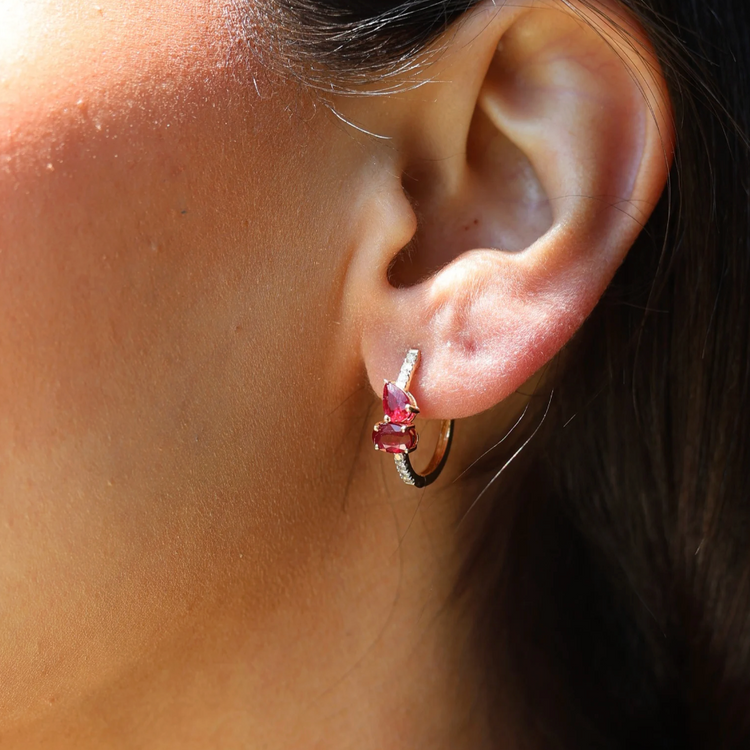 Aretes Rubi Diamantes