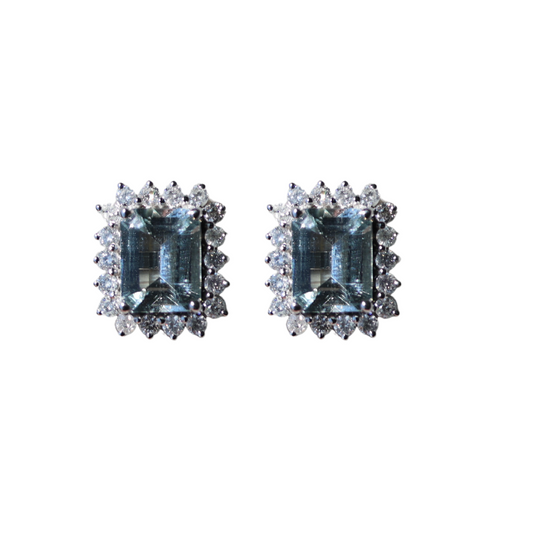 Emerald Halo Diamond Earrings