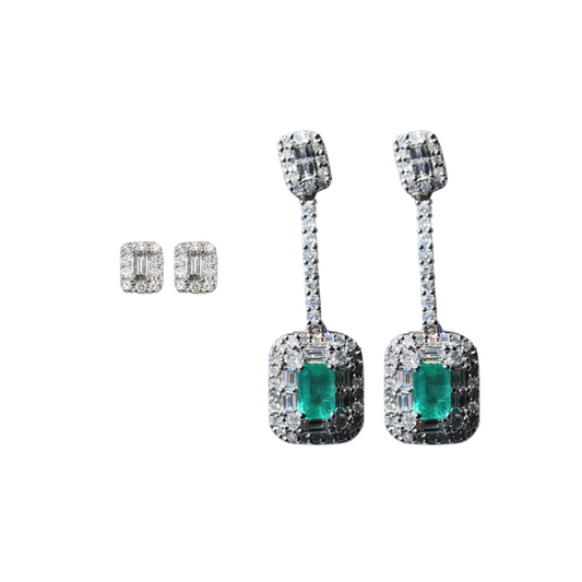 2-in-1 Emerald Earrings with Diamonds