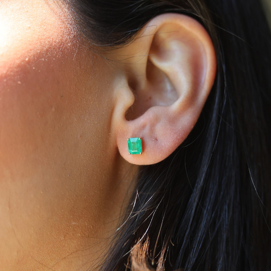 Emerald Halo Diamond Earrings