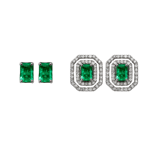 2-in-1 Emerald Earrings with Diamonds