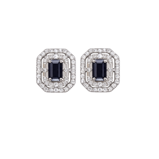 Emerald Halo Diamond Earrings