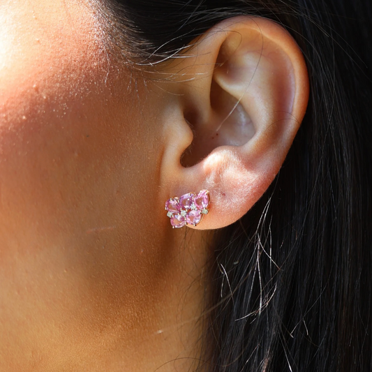 Pink Sapphire Earrings with Diamonds