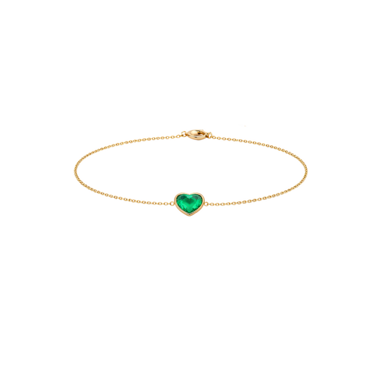 Pulsera Esmeralda Corazón Bisel