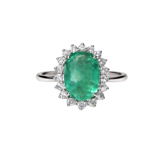 Anillo Esmeralda Halo Diamantes
