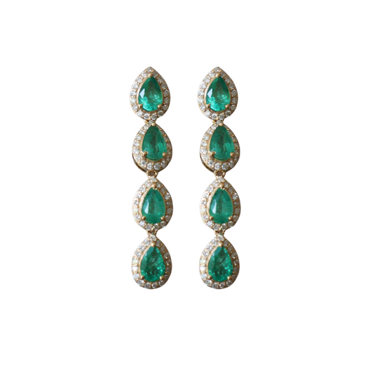 Emerald Halo Diamond Earrings