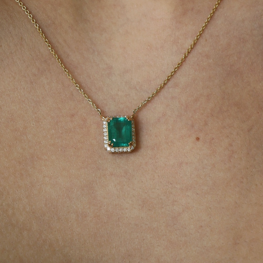 Collar Dije Esmeralda Diamantes