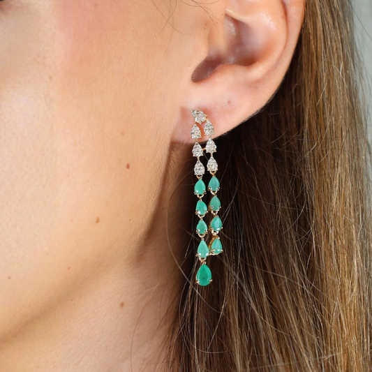 Emerald Halo Diamond Earrings