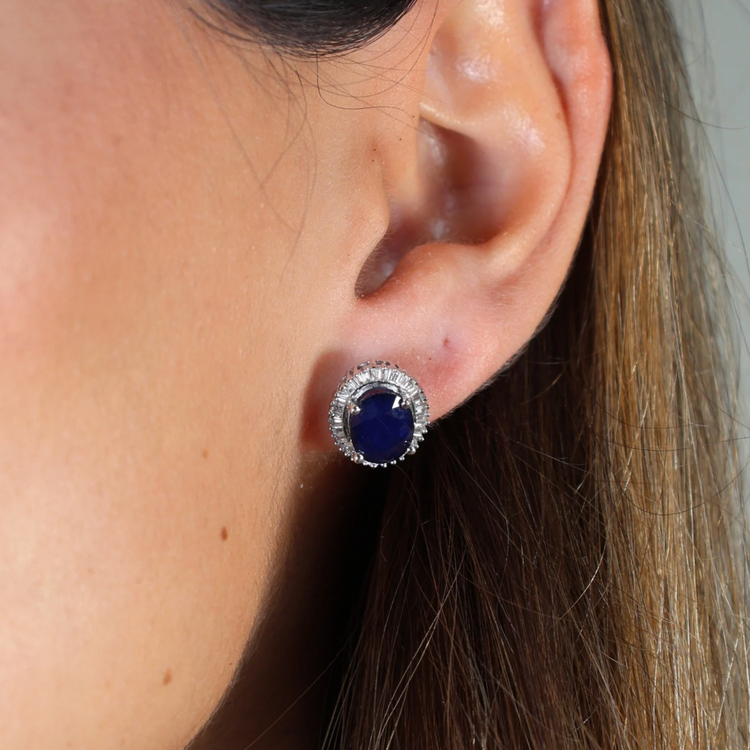 Emerald Halo Diamond Earrings