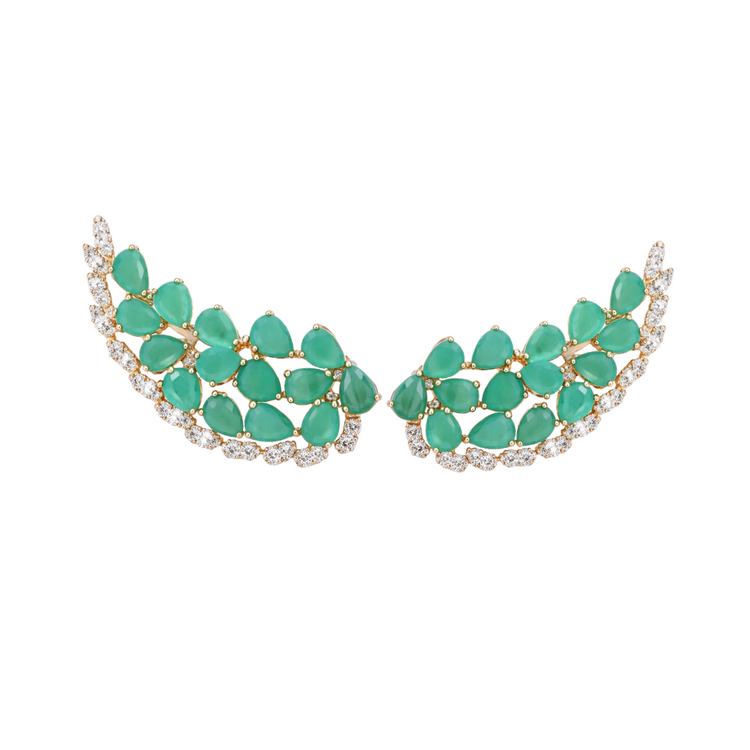 Emerald Halo Diamond Earrings
