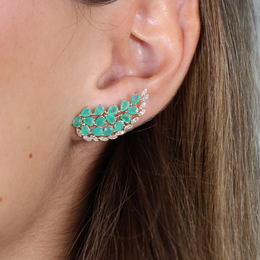 Emerald Halo Diamond Earrings