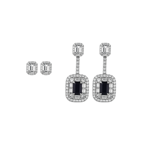 Emerald Halo Diamond Earrings