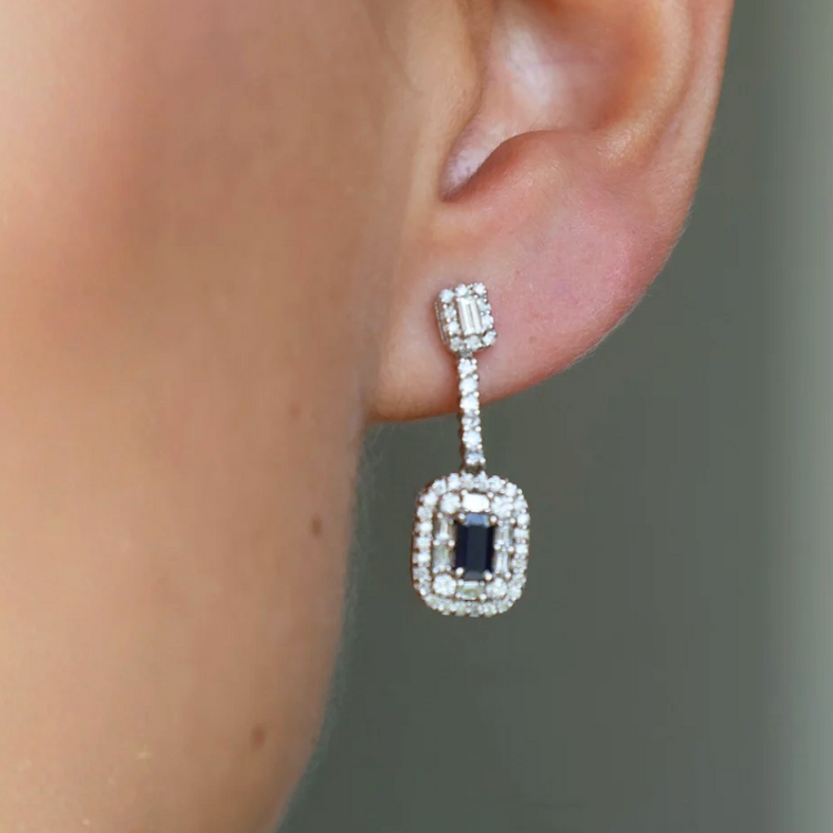 Emerald Halo Diamond Earrings