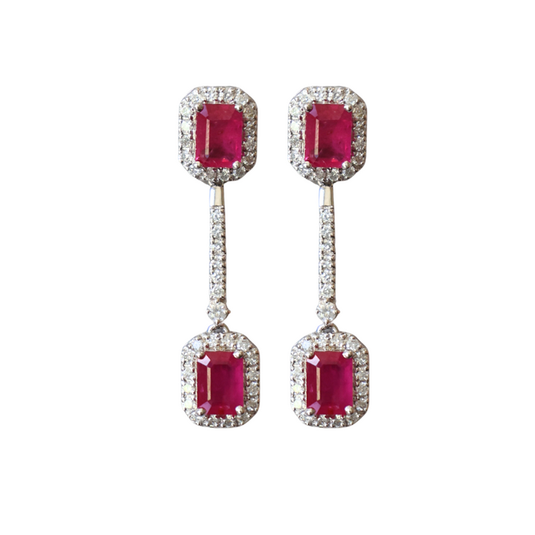 Emerald Halo Diamond Earrings