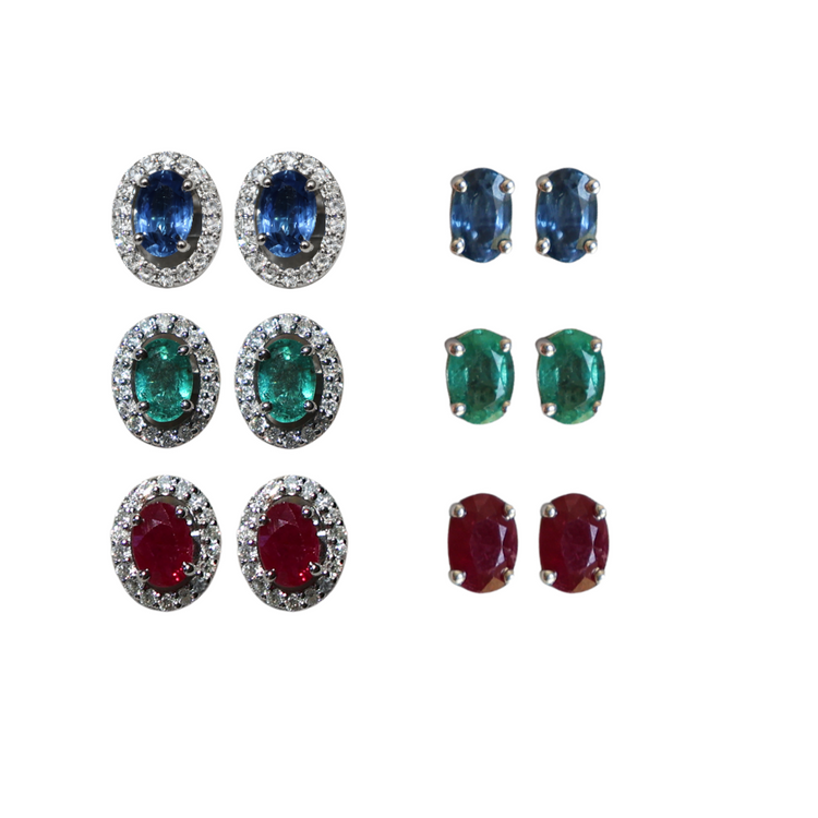 Aretes Esmeralda, Rubí y Zafiro 3 en 1