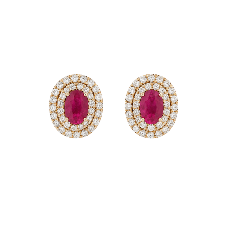 Emerald Halo Diamond Earrings