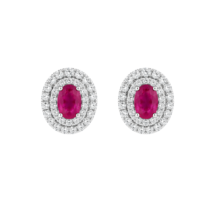Emerald Halo Diamond Earrings