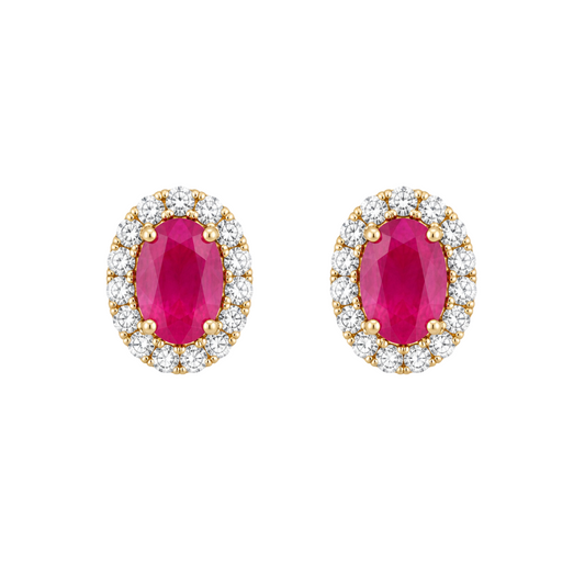 Emerald Halo Diamond Earrings