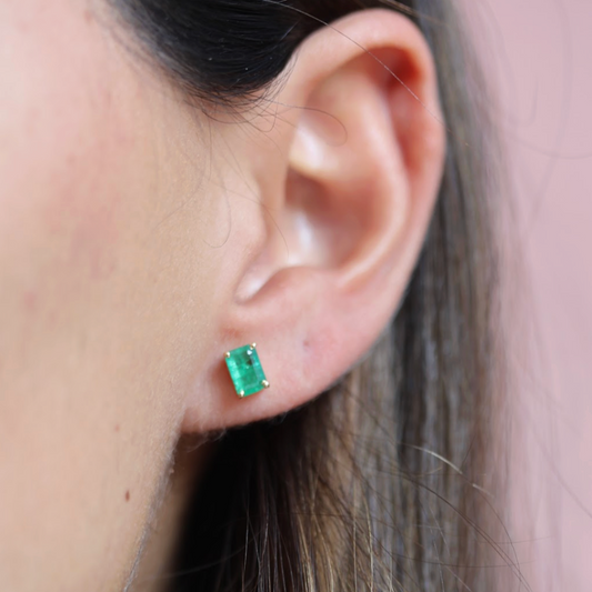 Emerald Halo Diamond Earrings