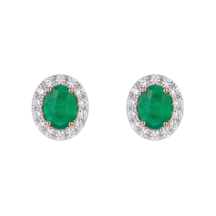 Aretes esmeralda halo diamantes