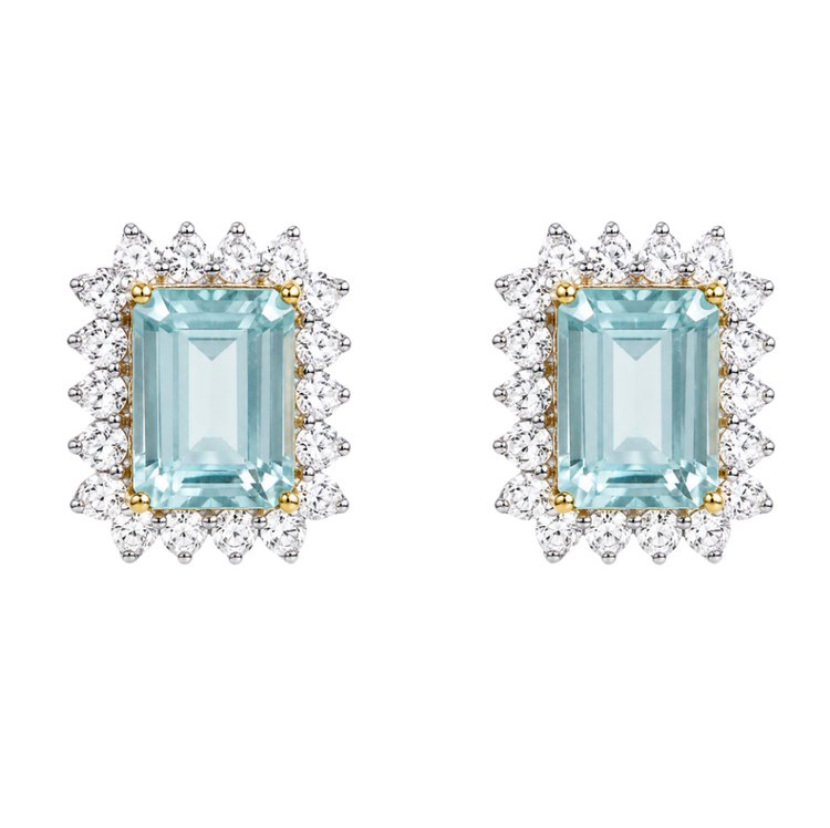 Emerald Halo Diamond Earrings