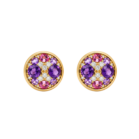 Aretes de diamante, amatista y turmalinas