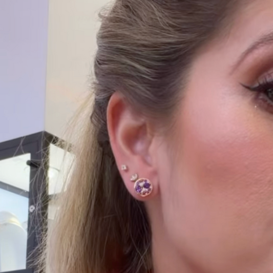 Aretes de diamante, amatista y turmalinas