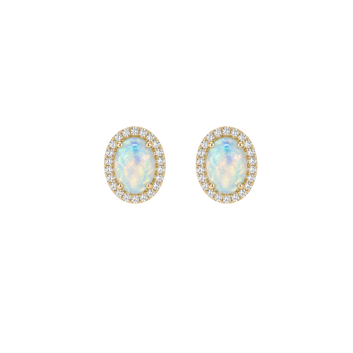 Aretes de opalo con diamantes