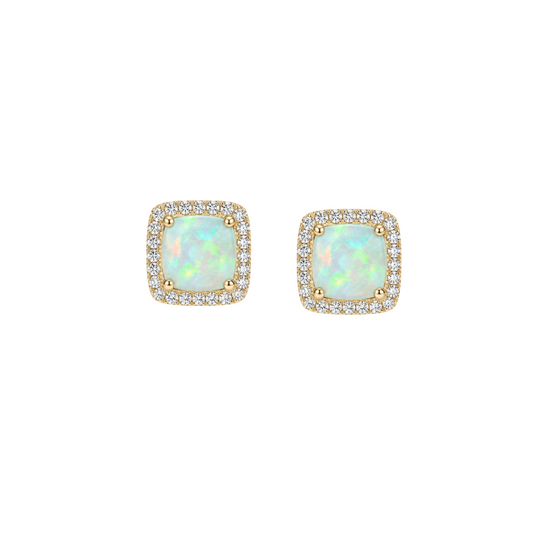 Aretes de opalo con diamantes