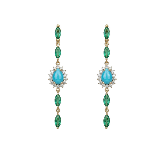 Aretes de esmeraldas con turquesa