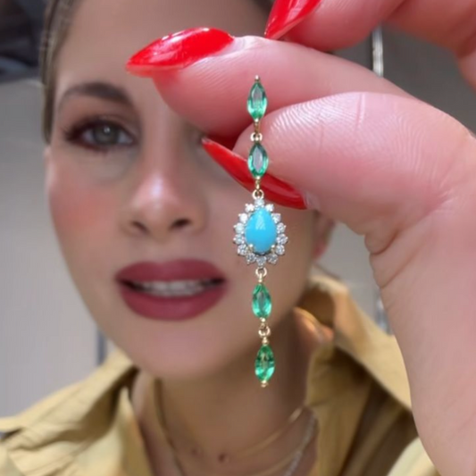 Aretes de esmeraldas con turquesa