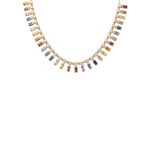 Collar rainbow de zafiros con diamantes
