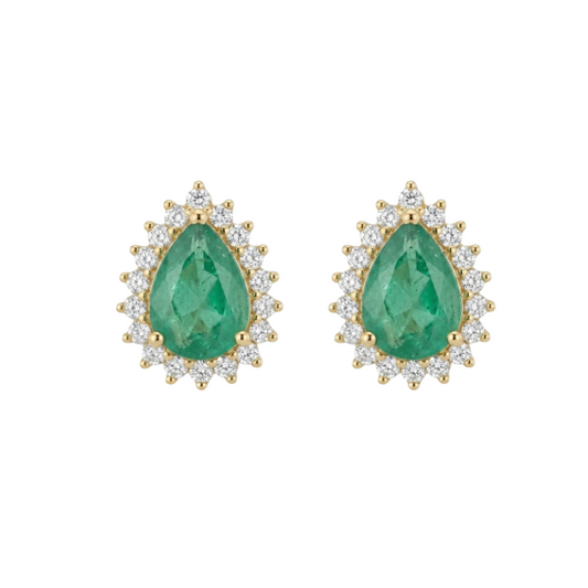 Aretes De Esmeralda y Diamantes