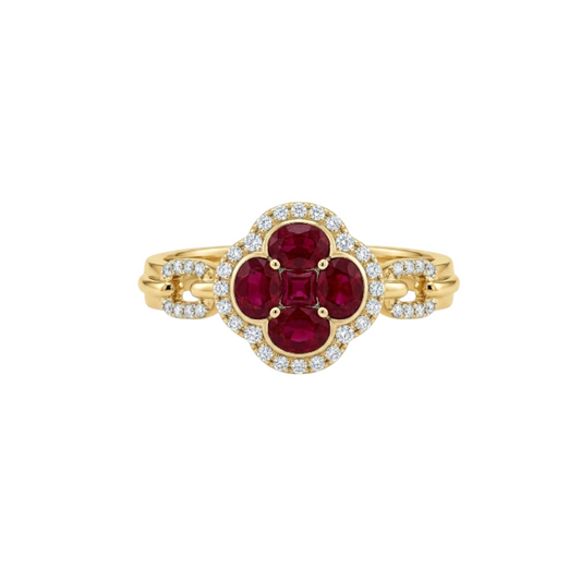 Anillo de rubi con diamantes
