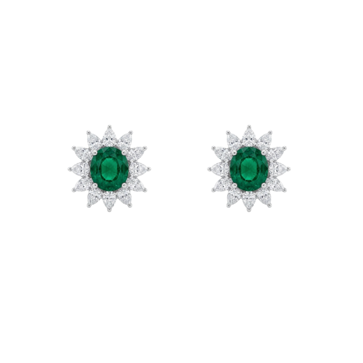 Aretes de esmeralda con diamantes