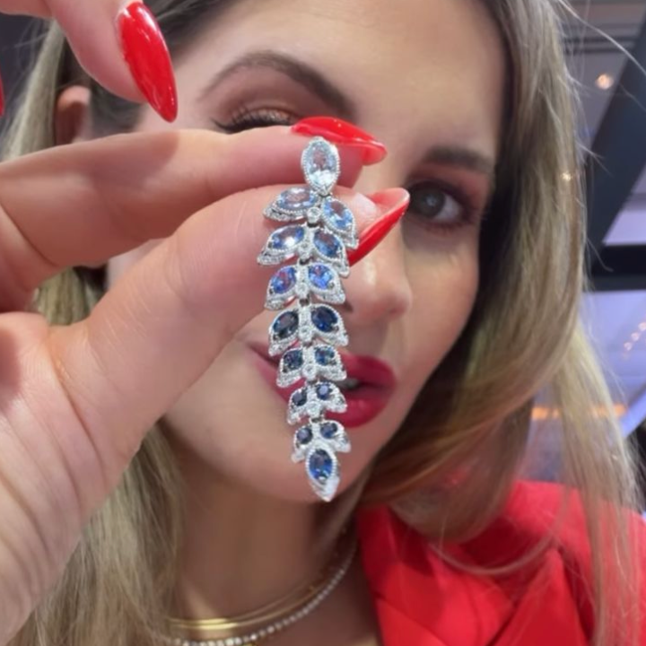 Aretes de zafiros y diamantes