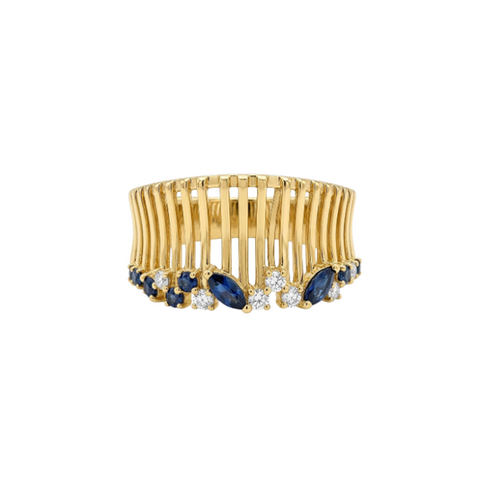 Anillo con zafiros y diamantes