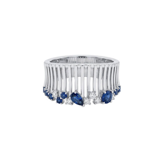 Anillo con zafiros y diamantes