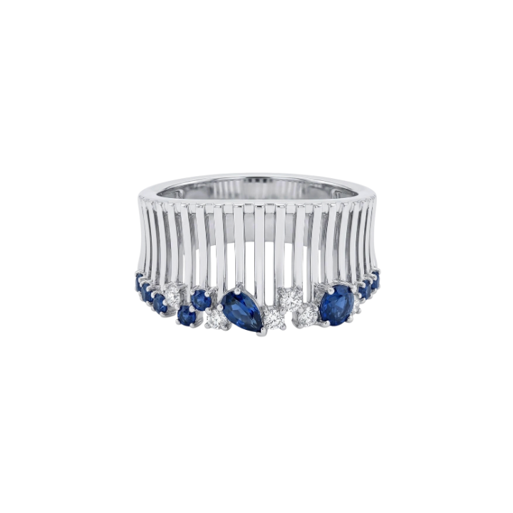 Anillo con zafiros y diamantes